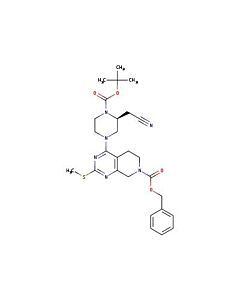 Astatech BENZYL (S)-4-(4-(TERT-BUTOXYCARBONYL)-3-(CYANOMETHYL)PIPERAZIN-1-YL)-2-(METHYLTHIO)-5,8-DIHYDROPYRIDO[3,4-D]PYRIMIDINE-7(6H)-CARBOXYLATE, 95.00% Purity, 0.25G